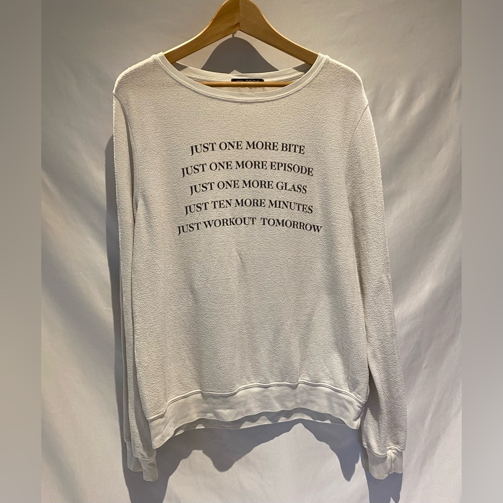 Wildfox "Just One More" Baggy Beach Jumper Sweatshirt, size L